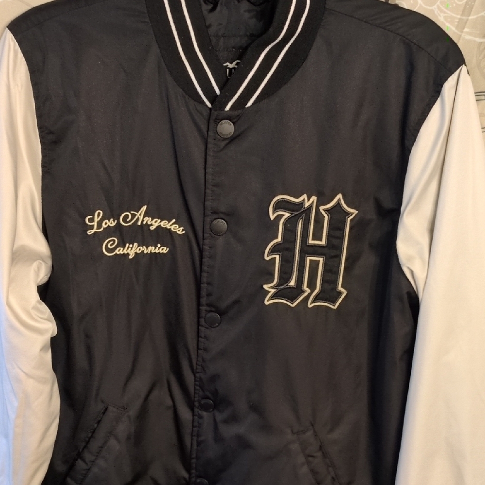 Hollister Black and White Varsity Jacket